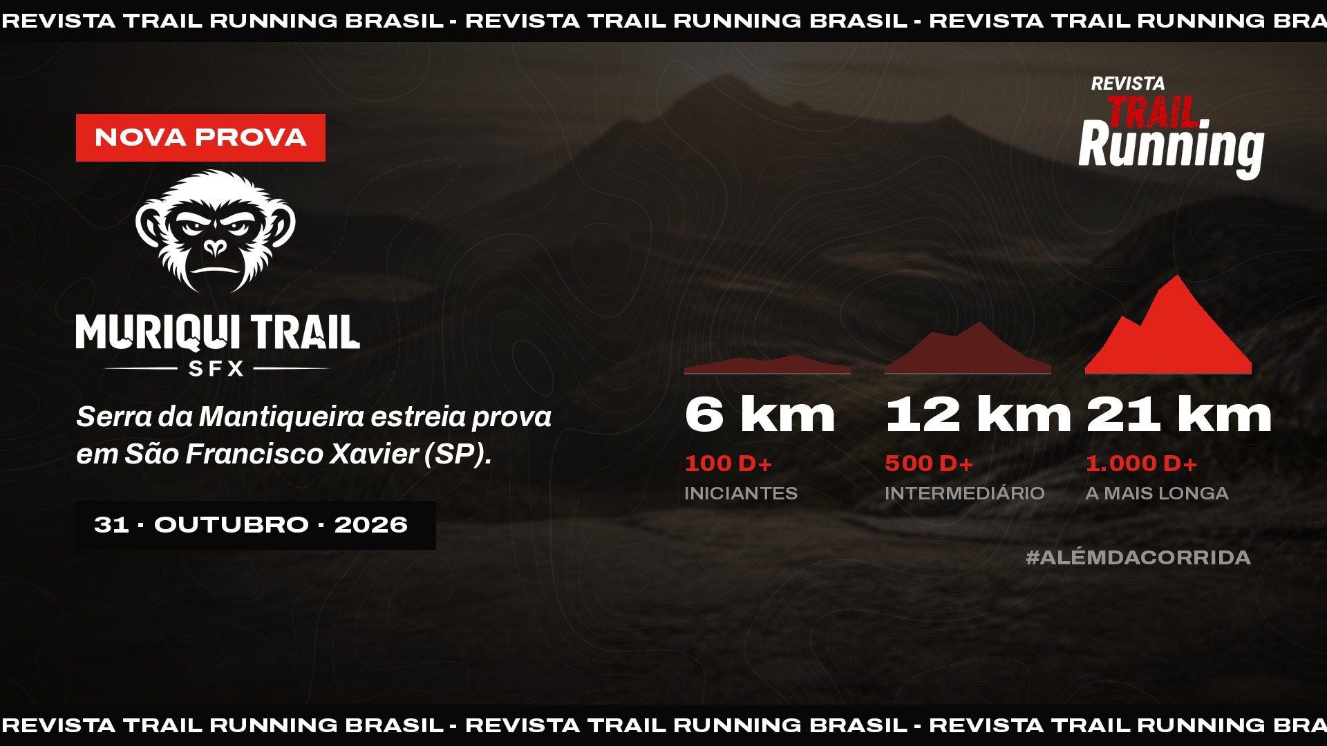 Muriqui Trail SFX estreia em 31 de outubro nas montanhas de São Francisco Xavier